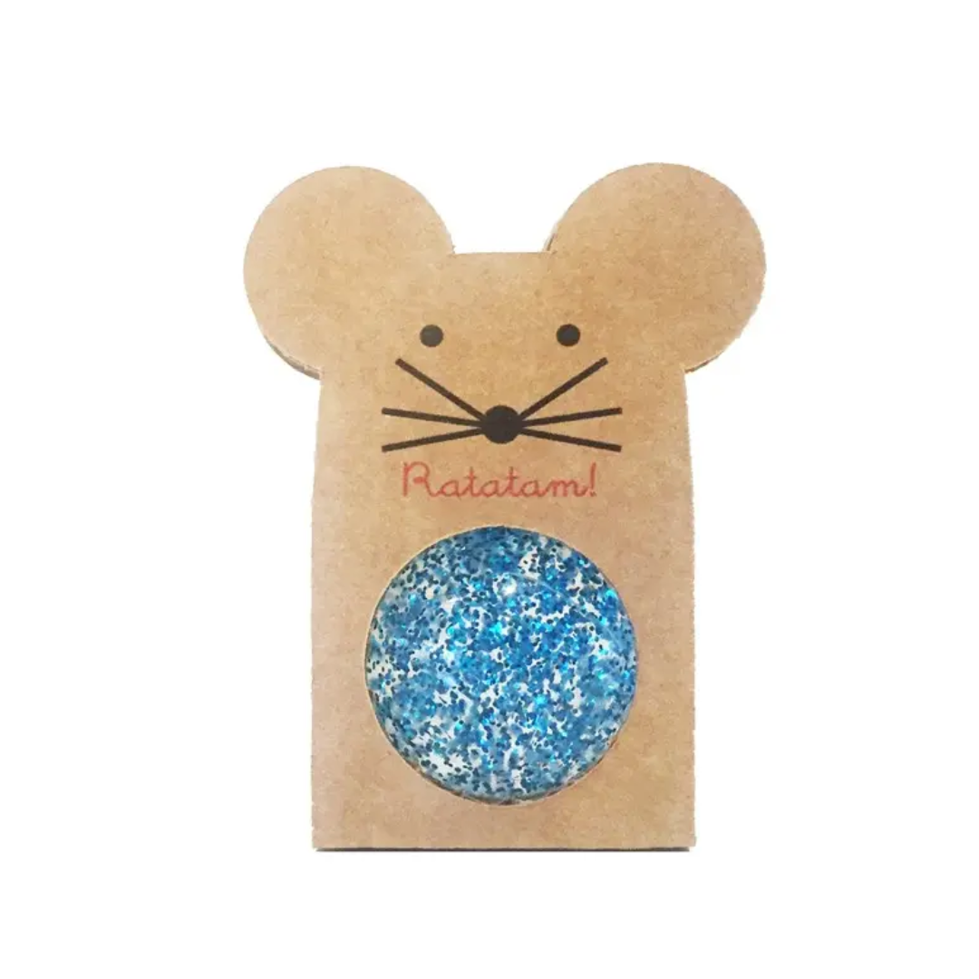 Ratatam - Balle rebondissante souris à paillettes bleu