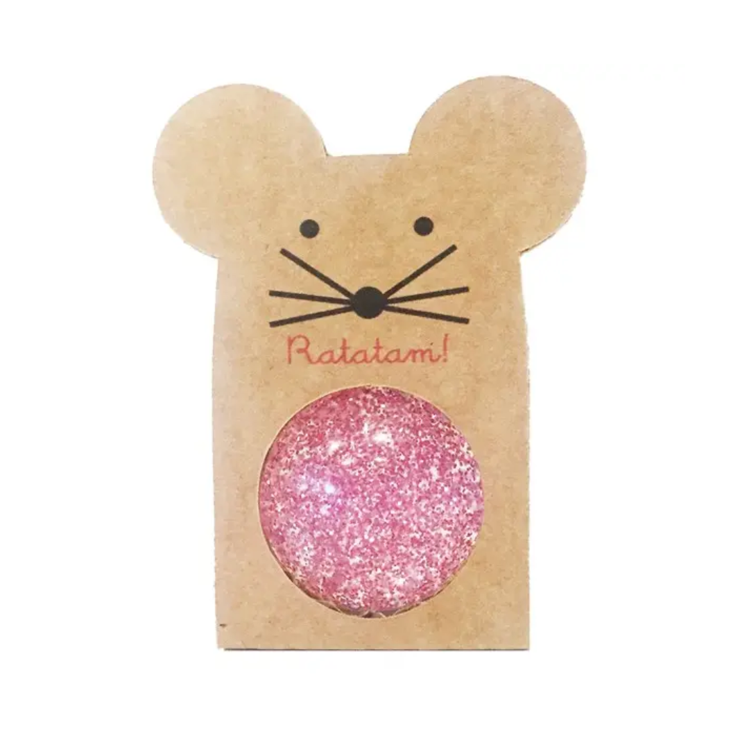 Ratatam - Balle rebondissante souris Ă paillettes Rose