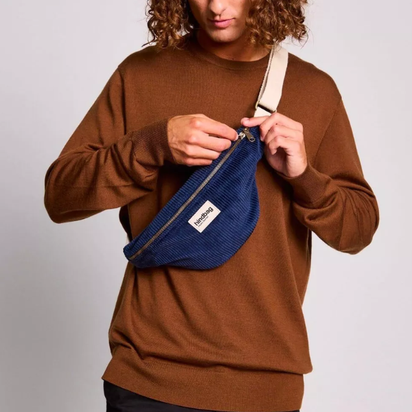 Hindbag - Sac banane velours marine