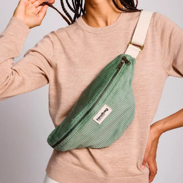 Hindbag - Sac banane velours vert d'eau