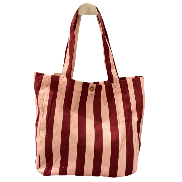Tote bag à rayure -  Rose/Bordeaux