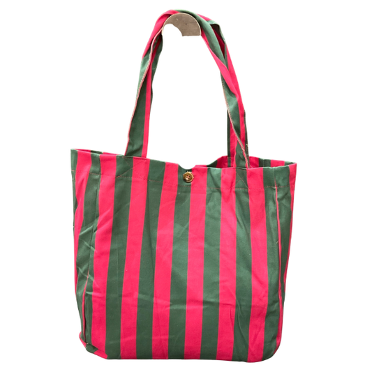 Tote bag à rayure -  Fushia/Vert