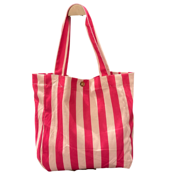 Tote bag à rayure -  Fushia/Rose