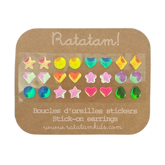 Ratatam - Lot de 12 boucles d'oreilles autocollantes
