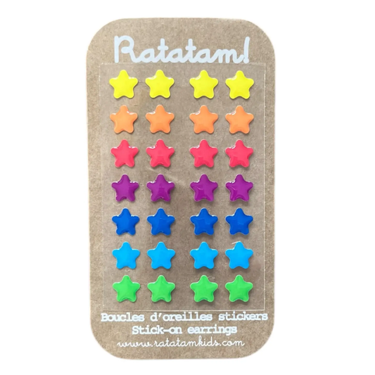 Ratatam - Lot de 14 paires de boucles d'oreilles autocollantes – Étoiles