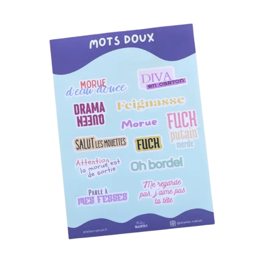Planche de stickers - Mots doux - A6