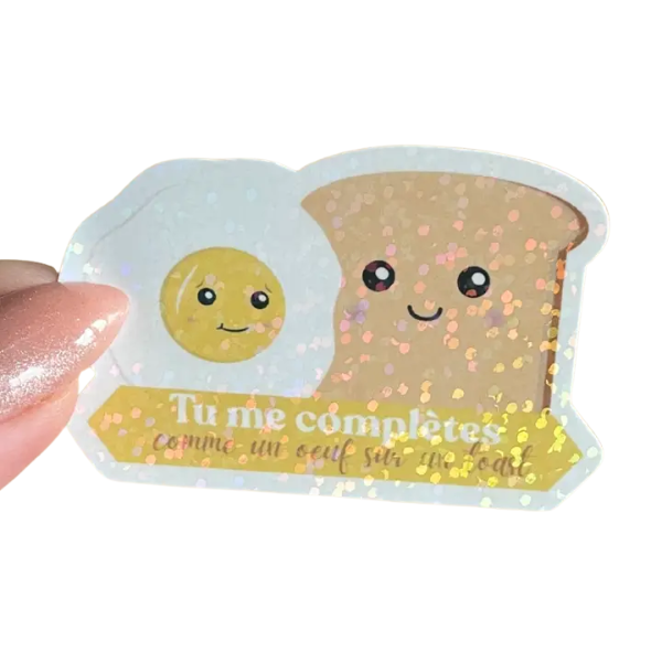 Sticker - déclaration mignonne - toast et oeuf