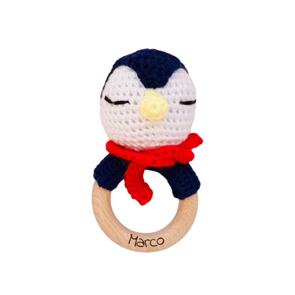 Hochet en crochet pour Bébé - Pingouin