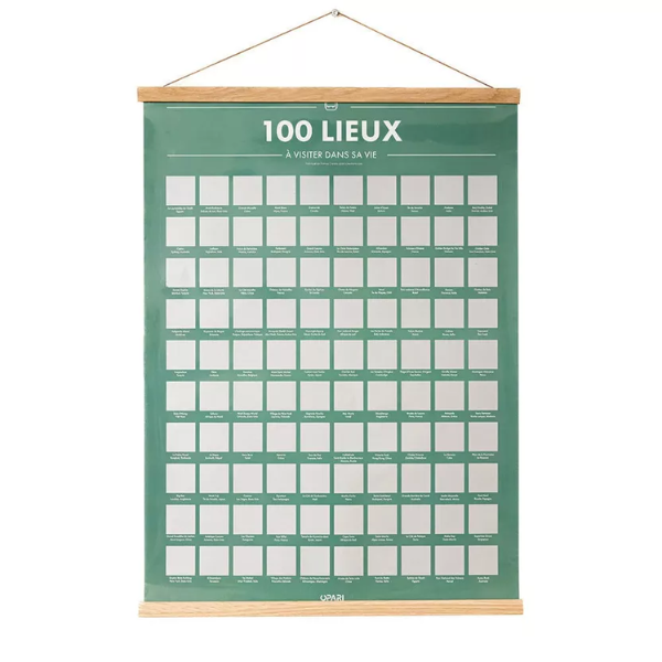 Posters à gratter – 100 lieux à visiter dans sa vie