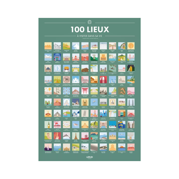 Posters à gratter – 100 lieux à visiter dans sa vie