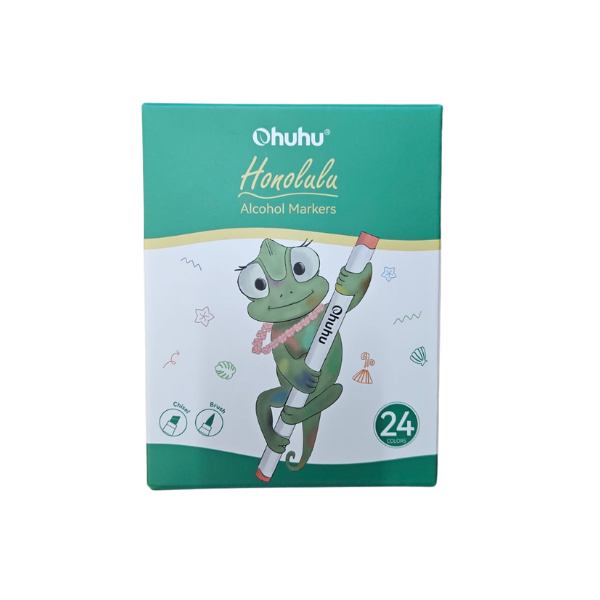 Coffret de 24 marqueurs artistiques Ohuhu Honolulu – Double pointe alcool