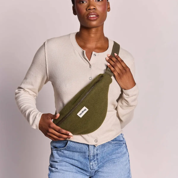 Hindbag - Sac banane effet lainé khaki