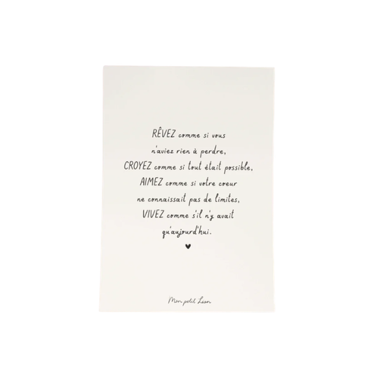Mon Petit Léon - Carte citation A6 - Mood - Rêvez comme si