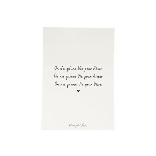 Mon Petit Léon - Carte citation A6 - Mood - On n'a qu'une vie