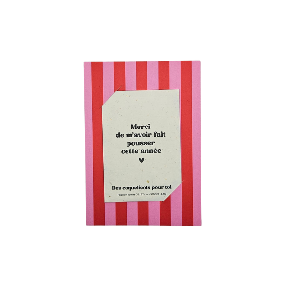 Mon petit Léon - Carte à semer - léopard rayures roses et rouges