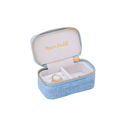 Maison Scarlett - Boîte à Bijoux lin bleu ciel