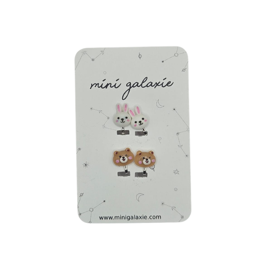Boucles d'oreilles Clips - Lapin et ours