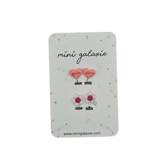 Boucles d'oreilles Clips - Cœur et fleurs