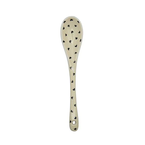 Cuillère en porcelaine - Cœur Noir