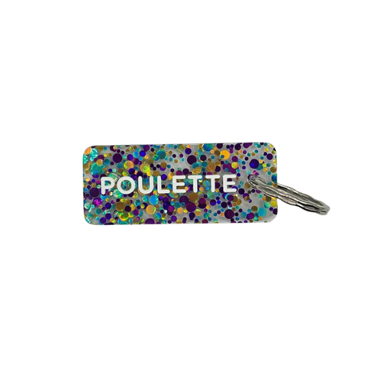 Porte-clés à paillettes - Poulette