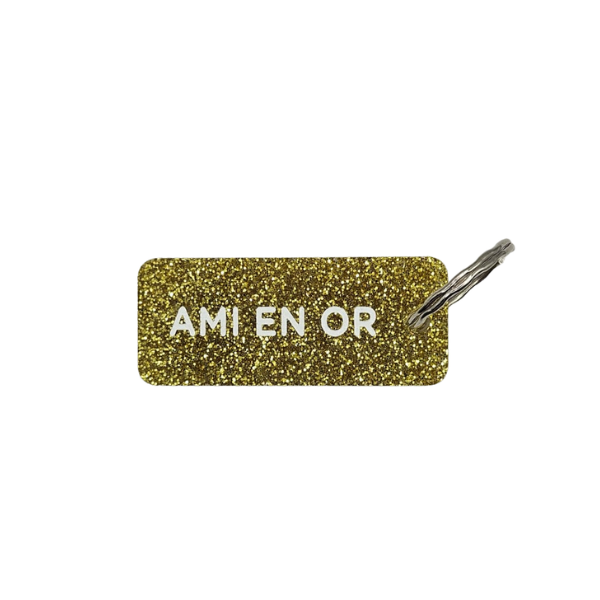 Porte-clés à paillettes - Ami en or