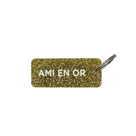 Porte-clés à paillettes - Ami en or