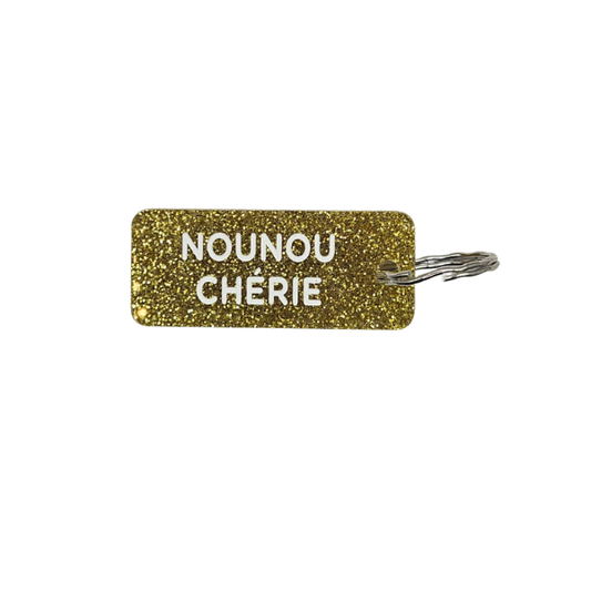 Porte-clés à paillettes - Nounou chérie