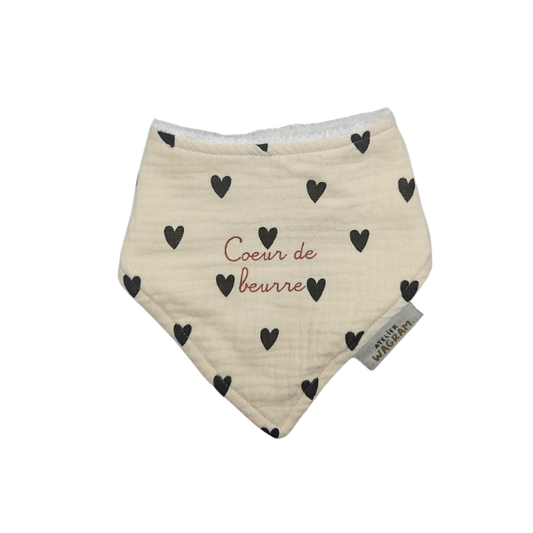 Atelier Wagram - Bavoir Bandana - Coeur de beurre