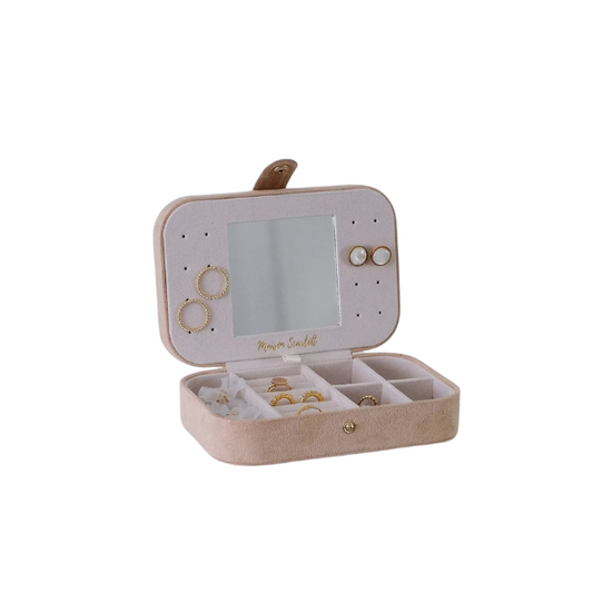 Maison Scarlett  - Boîte à bijoux de voyage velours beige