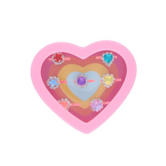 Boîte cœur 7 bagues princesse
