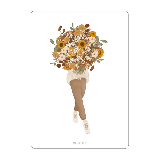 Carte "Fille au bouquet" - PapierPoetic