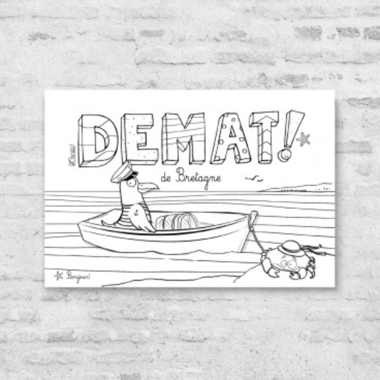 Bobotte - Carte postale à colorier Bretagne Demat