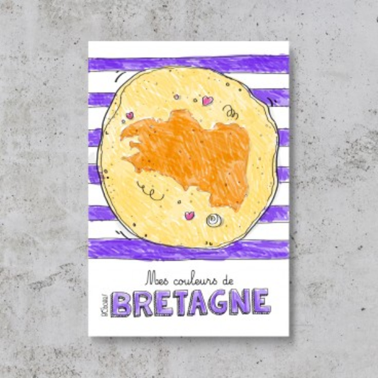 Bobotte - Carte postale à colorier Bretagne crepe