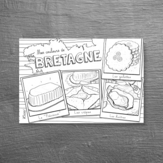 Bobotte - Carte postale à colorier Bretagne Gastronomie