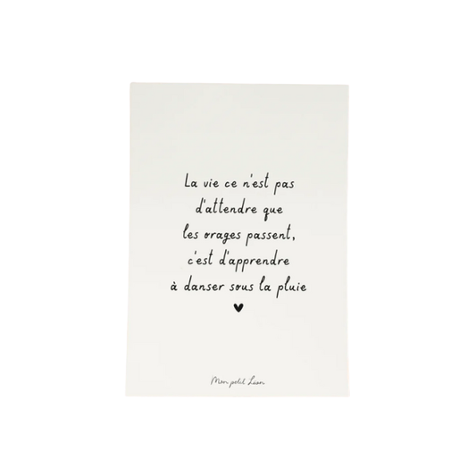 Mon Petit Léon - Carte citation A6 - Danser sous la pluie