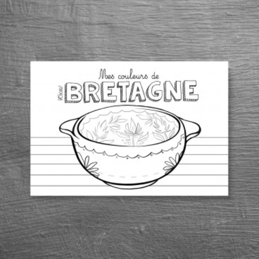 Bobotte - Carte postale à colorier Bretagne bol breton