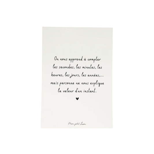 Mon Petit Léon - Carte citation A6 - La valeur d'un instant