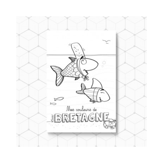 Bobotte - Carte postale à colorier Bretagne poisson - bigouden