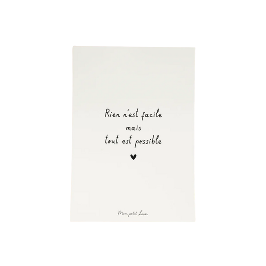Mon Petit Léon - Carte citation A6 - Rien n'est facile