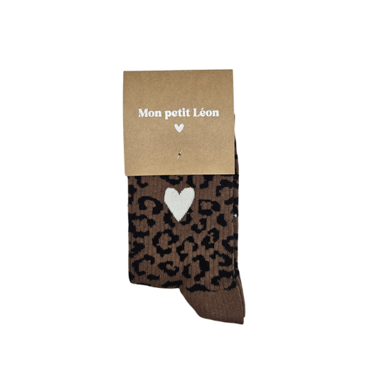 Chaussettes femme léopard - Coeur