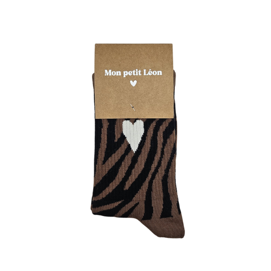 Chaussettes femme zébré - Coeur