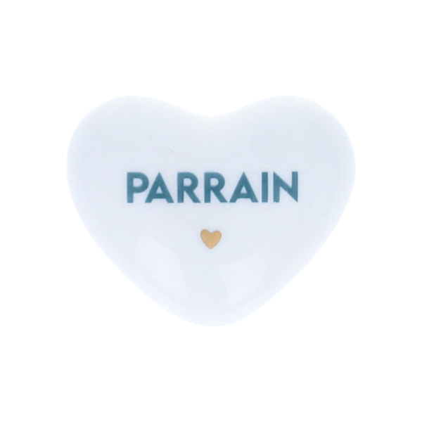 Cœur en céramique blanc - "Parrain"