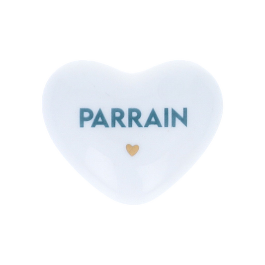 Cœur en céramique blanc - "Parrain"