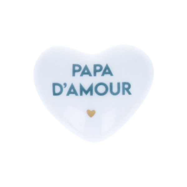 Cœur en céramique blanc - "Papa d'amour"