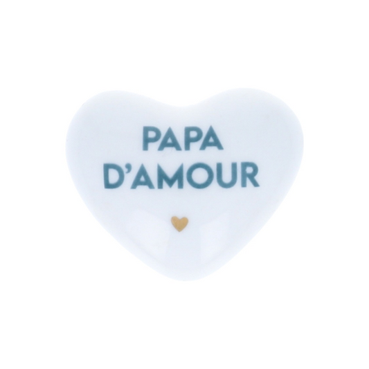 Cœur en céramique blanc - "Papa d'amour"