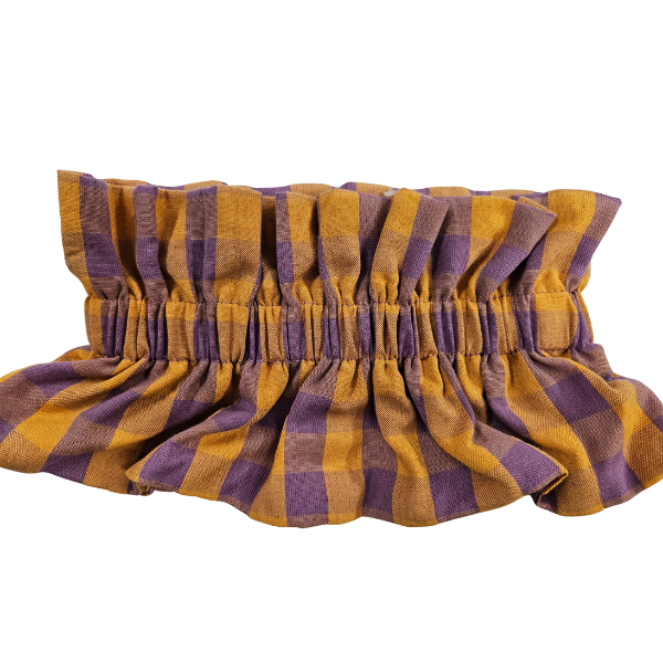 Juliemoon - Col froufrou amovible - Carreau violet moutarde