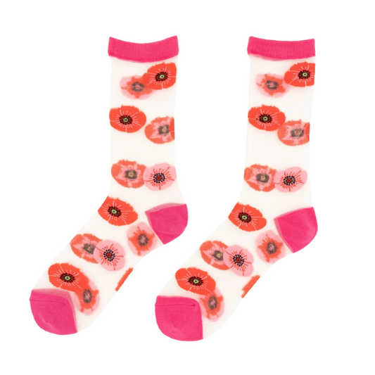 Coucou Suzette - Chaussettes transparentes Coquelicot