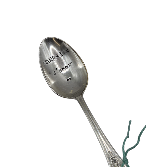 Cuillère gravée à la main - Marraine d'amour