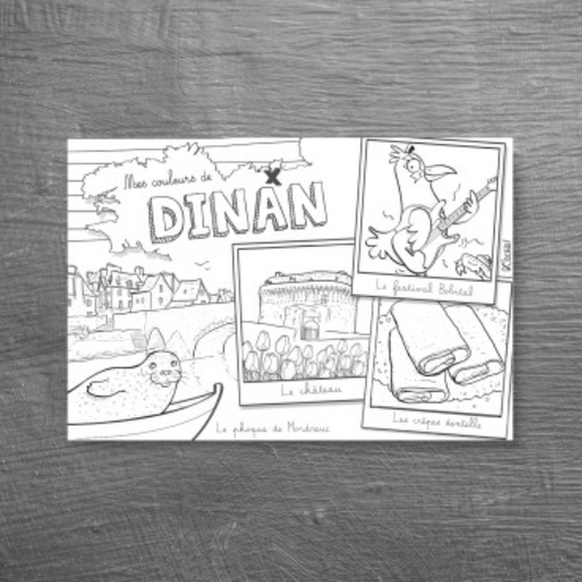 Bobotte - Carte postale à colorier Bretagne Dinan