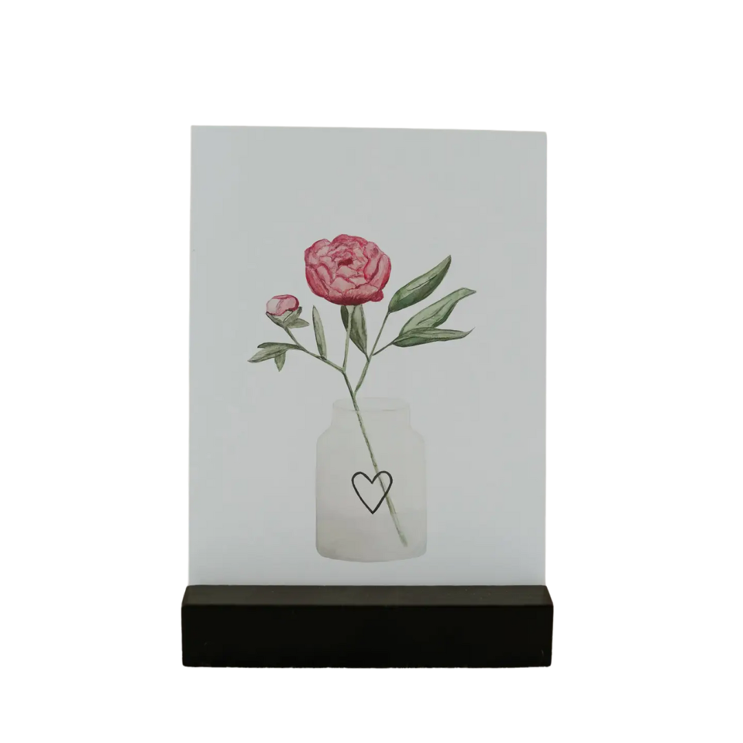 Carte aquarelle - Fleurs en vase